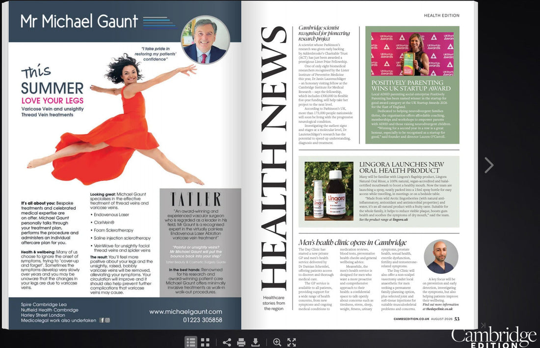 Delighted to be featured in August 2026 Cambridge Edition! 🎉