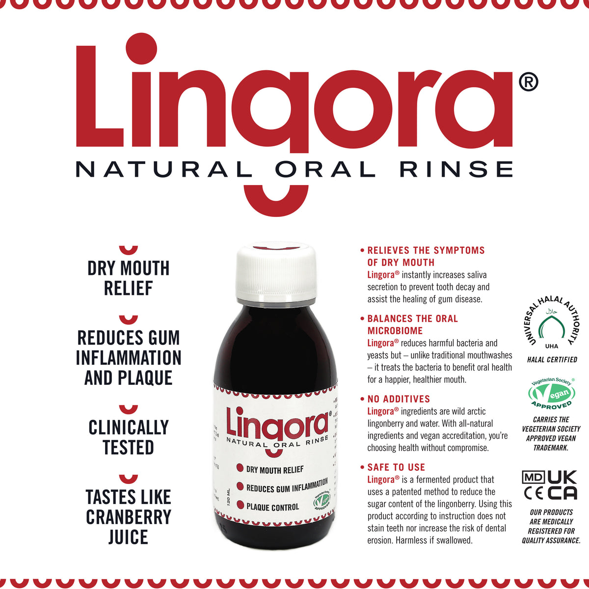 Lingora® Natural Oral Rinse - Twin pack, 2 x 120 ml, for acute oral health issues